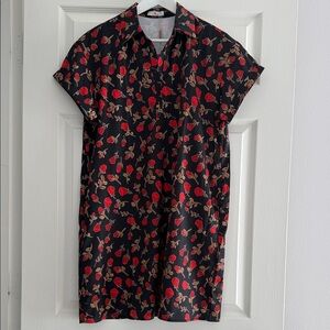 Chic Black and Red Floral Mini Dress